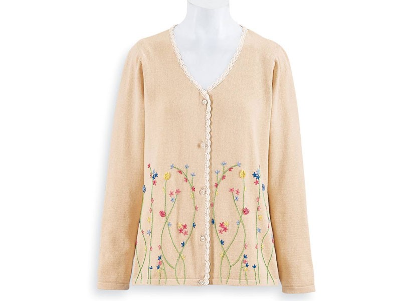 Hand Embroidered Spring Blossoms Sweater For Women