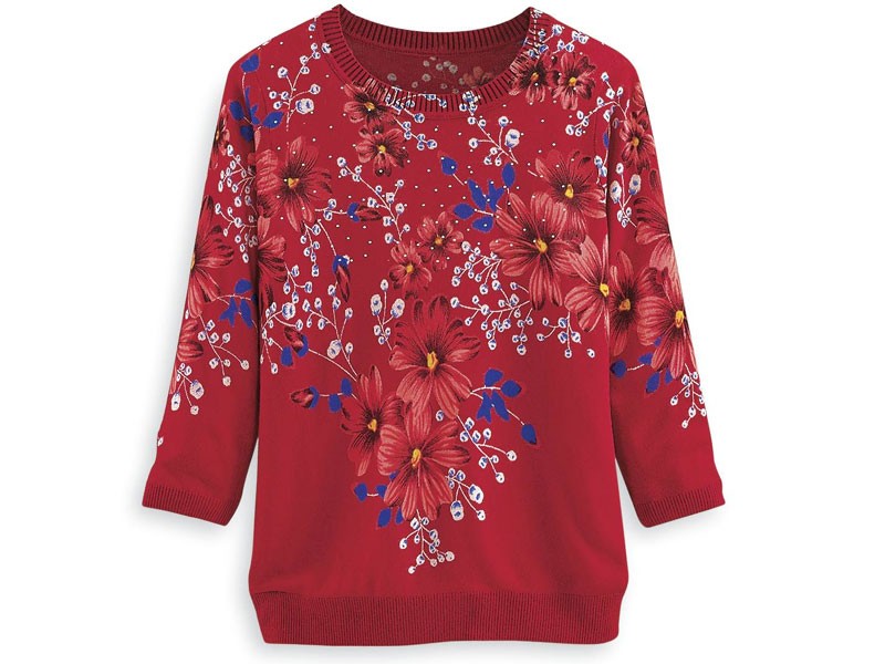 Crystals & Floral Sweater For Women
