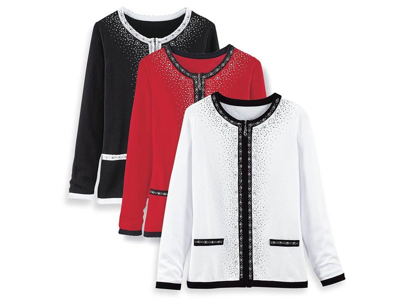 Jeweled Zip-Front Cardigan by Cathy Daniels For Women