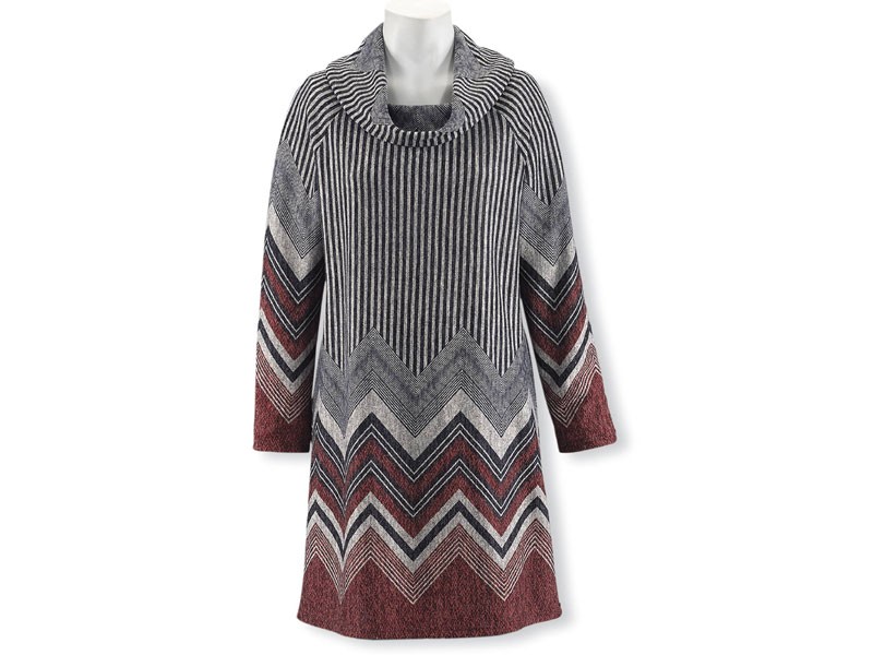 Chevron Brushed-Knit Tunic For Women