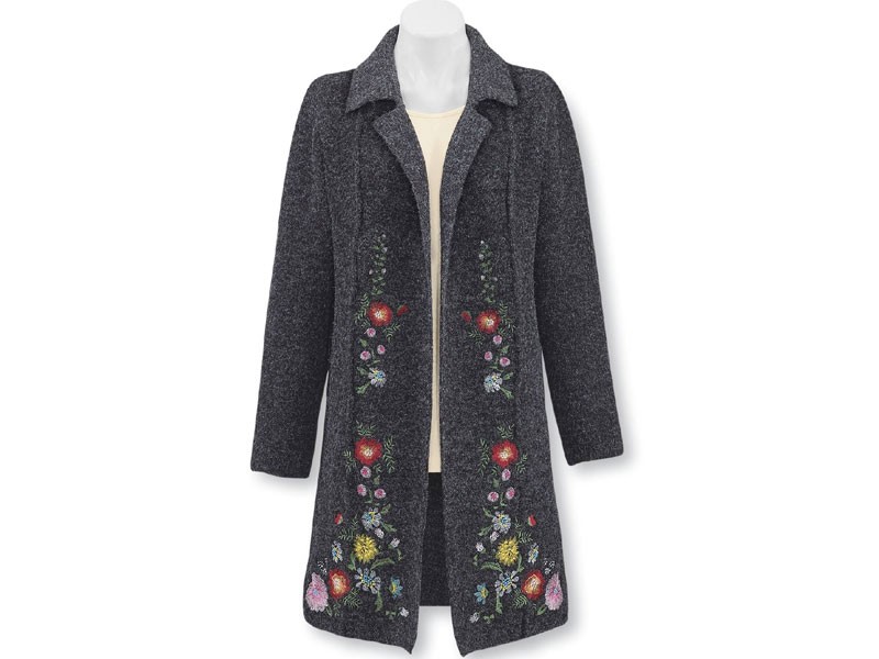 Women's Embroidered Flowers Sweater Jacket