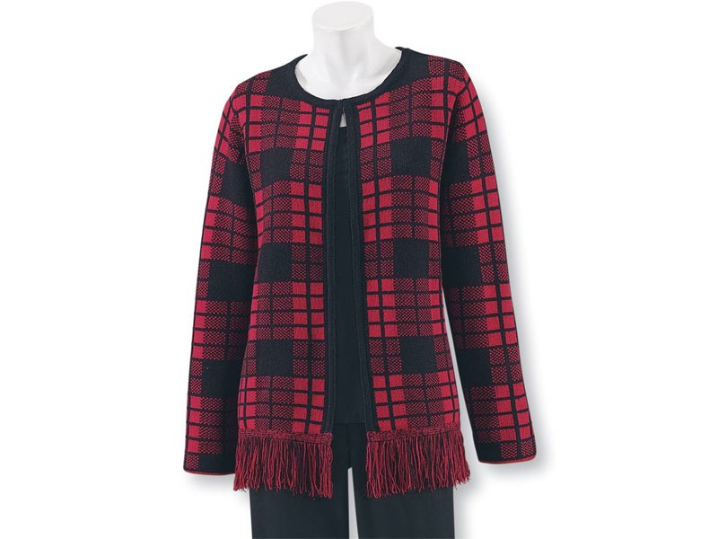 Women's Plaid Open Front Cardigan