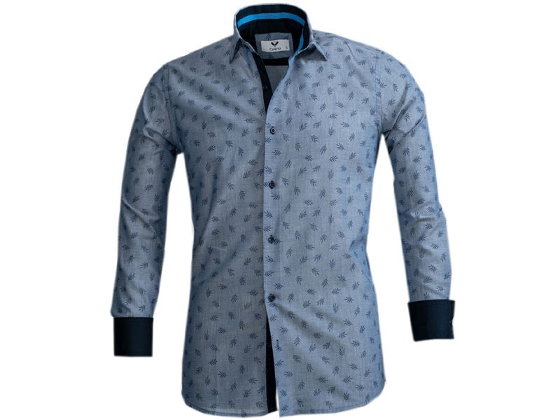 Reversible Cuff Button Down Shirt II Denim Blue For Men