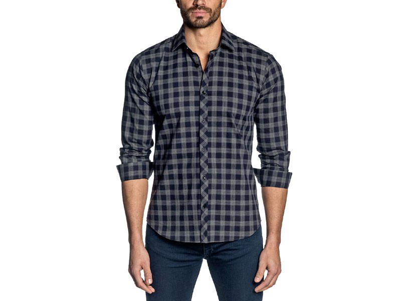 Men's Plaid Long Sleeve Shirt Navy