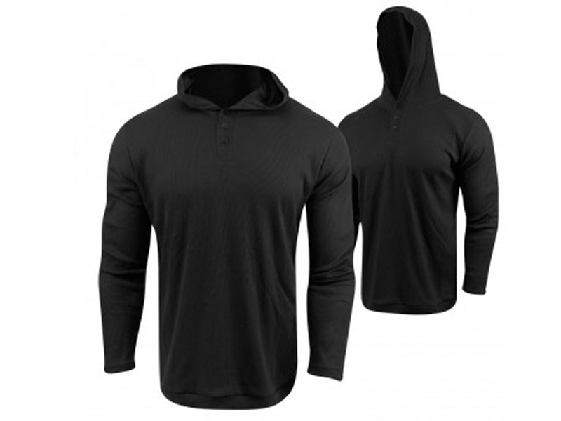 True Rock Waffle Knit Henley Hoodie Black