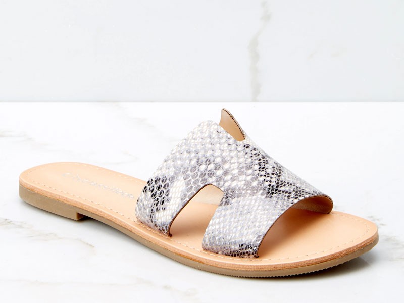 Make Things Easy Grey Python Print Sandals For Women