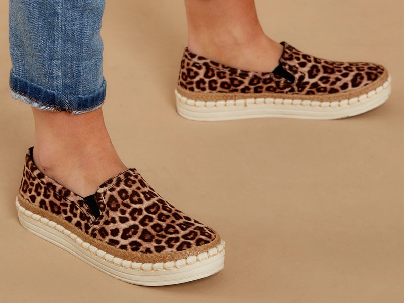 Going Anywhere Leopard Print Slip On Sneakers For Women