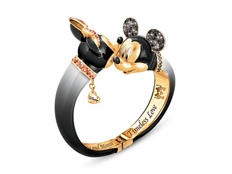 Mickey Mouse And Minnie Mouse Crystal Bangle Bracelet