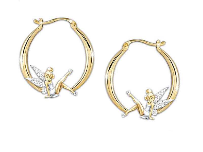 Engraved Tinker Bell Diamo Nesk Earrings