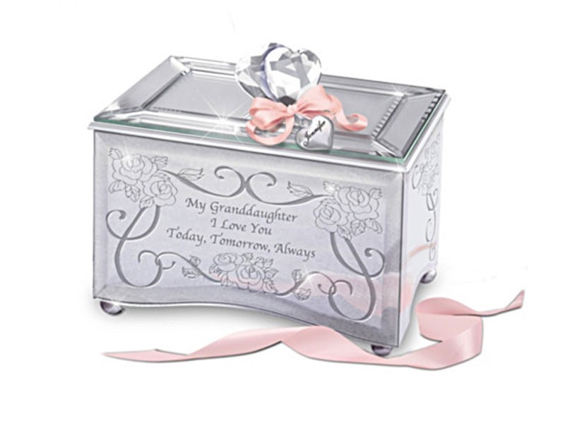 Personalized Mirrored Glass Music Box For Granddaughters