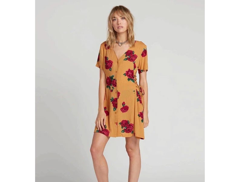 Volcom Runnin Late Dress for Women in Dijon