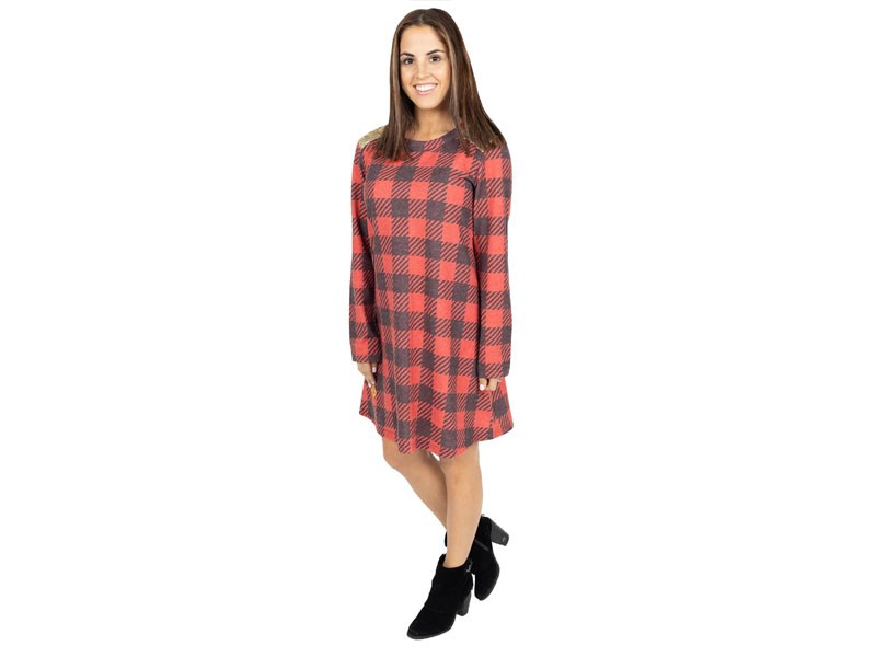 Simply Southern Long Sleeve Plaid Sequin Dress
