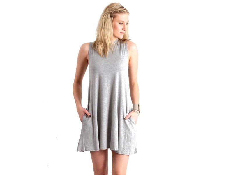 Elan Clothing Sleeveless Knit Dress in Grey