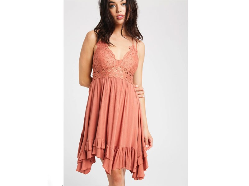 Wishlist Double Strap Lace Dress in Brick