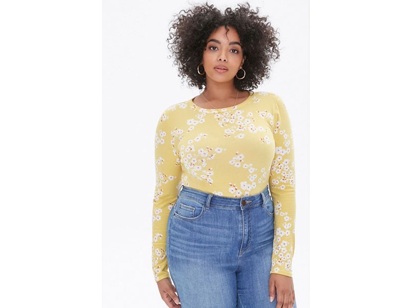 Plus Size Floral Print Bodysuit For Women