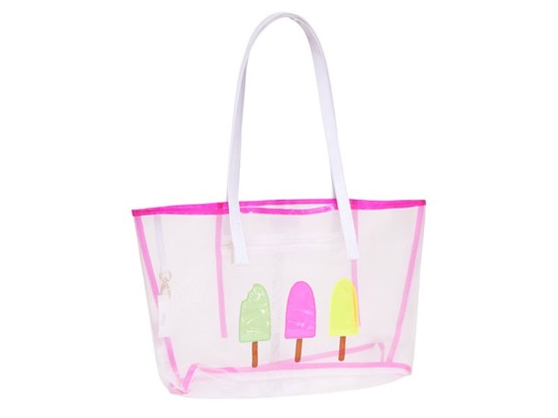 Women's White Mesh Amy Tote with Pink Clear Popsicles