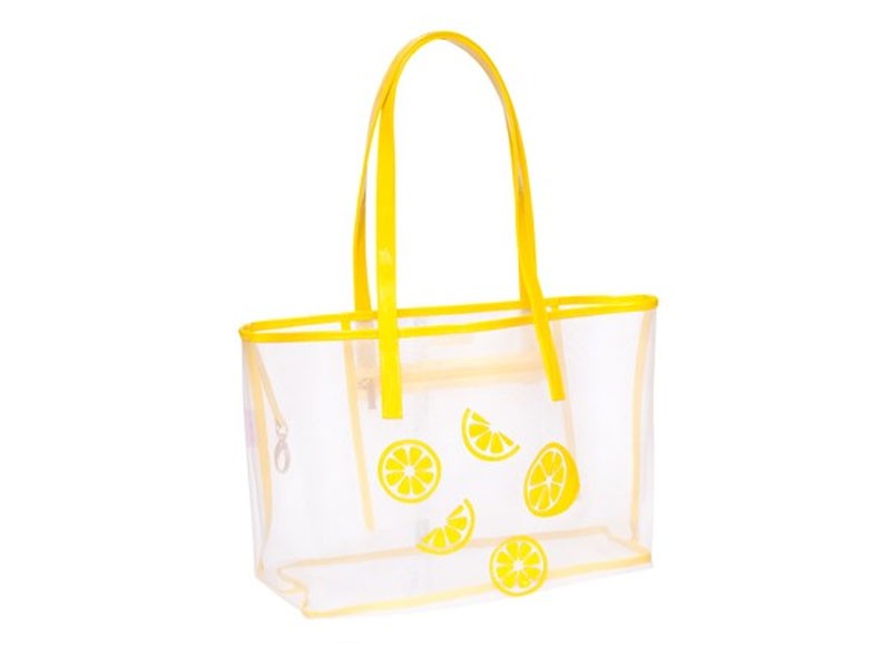 Women's White Mesh Amy Tote with Yellow Lemons