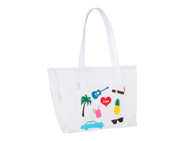 White Mesh Amy Tote with Multicolor Cuba Collage For Women