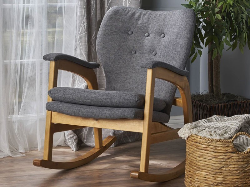 Bethany Mid Century Fabric Rocking Chair