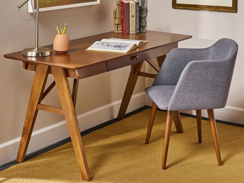 Belle Mid Century Wood Desk Walnut