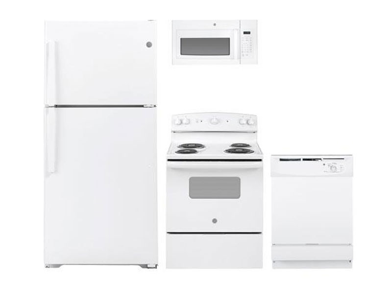 GE White Complete Kitchen Package