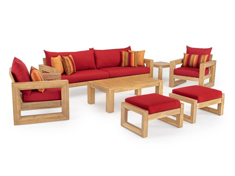 Benson 8 Piece Sofa & Club Chair Set Sunset Red