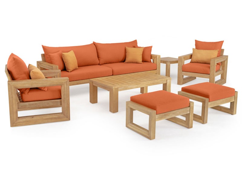 Benson 8 Piece Sofa & Club Chair Set Tikka Orange