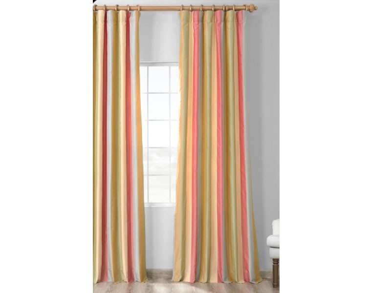 Hapsford Designer Striped Faux Silk Curtain