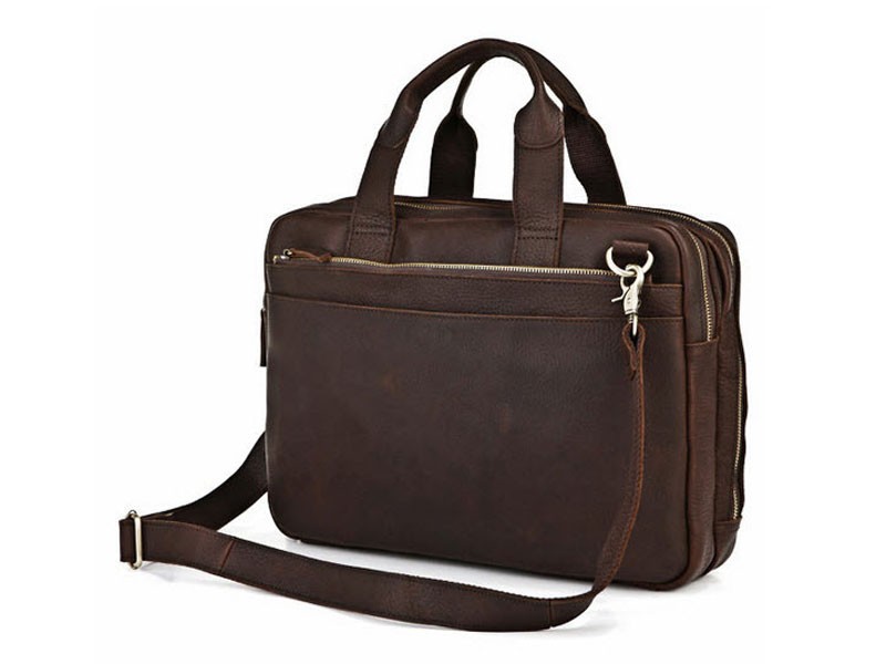 Bangalore Men's Full Grain Leather Briefcase & Messenger Bag