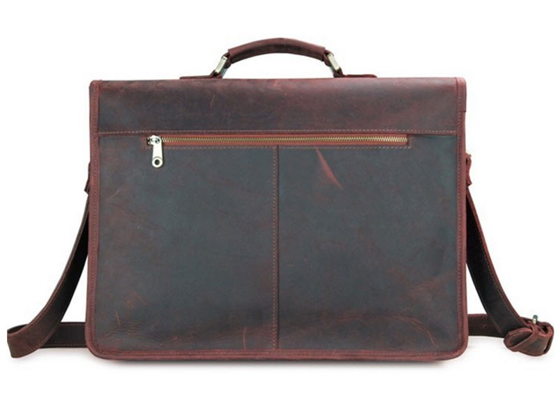 Big Sur Men's Full Grain Distressed Leather Laptop Briefcase & Travel Bag