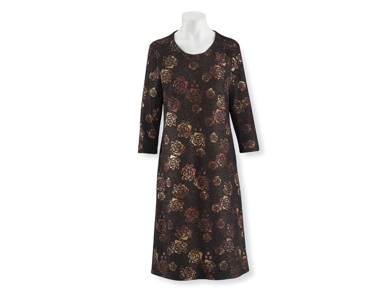 Jacquard Metallic Roses Dress For Women