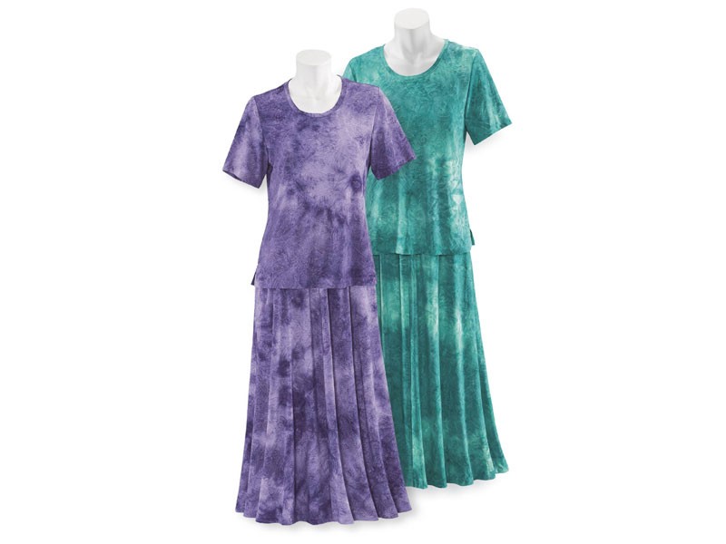 Textured Tie Dye Top & Skirt Set For Women