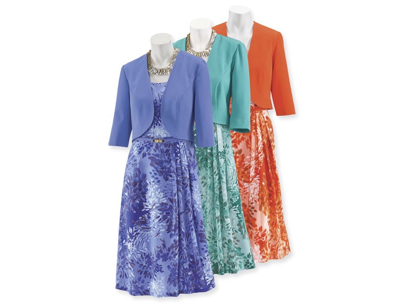 Women's Brushstroke Petals Dress & Jacket Set