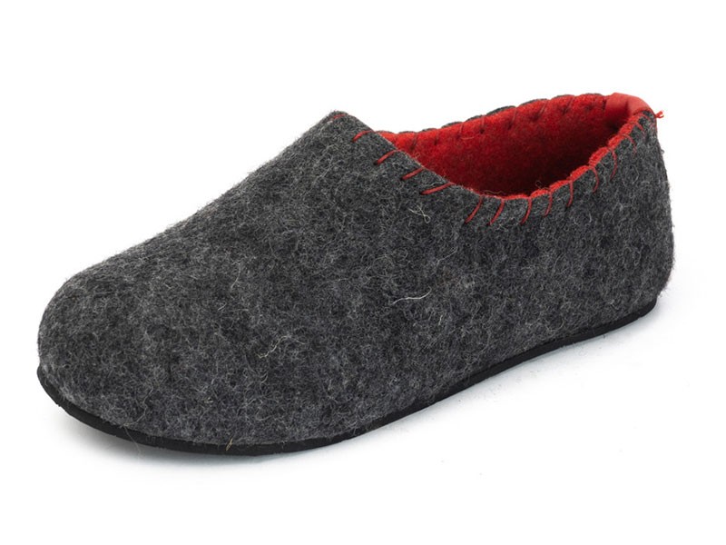 Men's Yew House Slipper Dark Gray Red Stitching