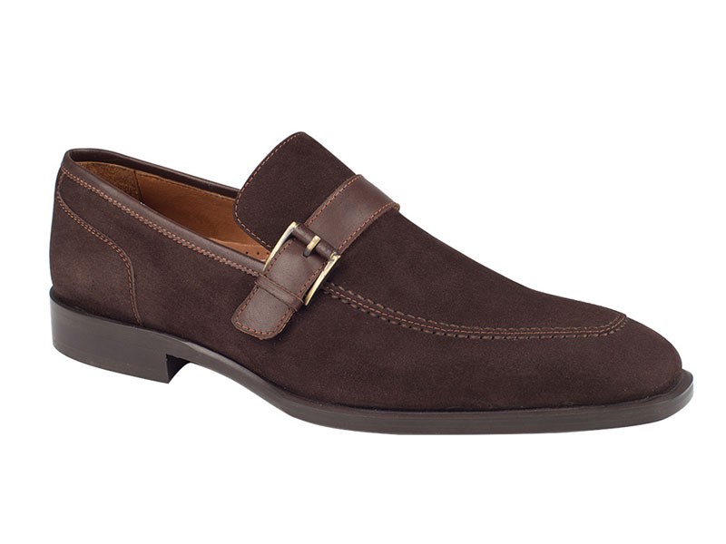 Men's Cross Strap Loafer Brown Suede