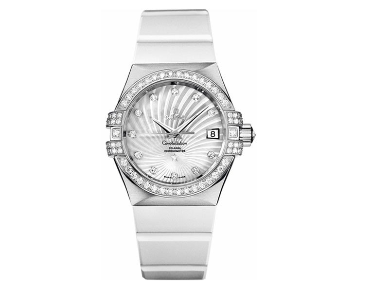 Omega Constellation Solid 18k White Gold Women's Watch 123.57.35.20.55.005