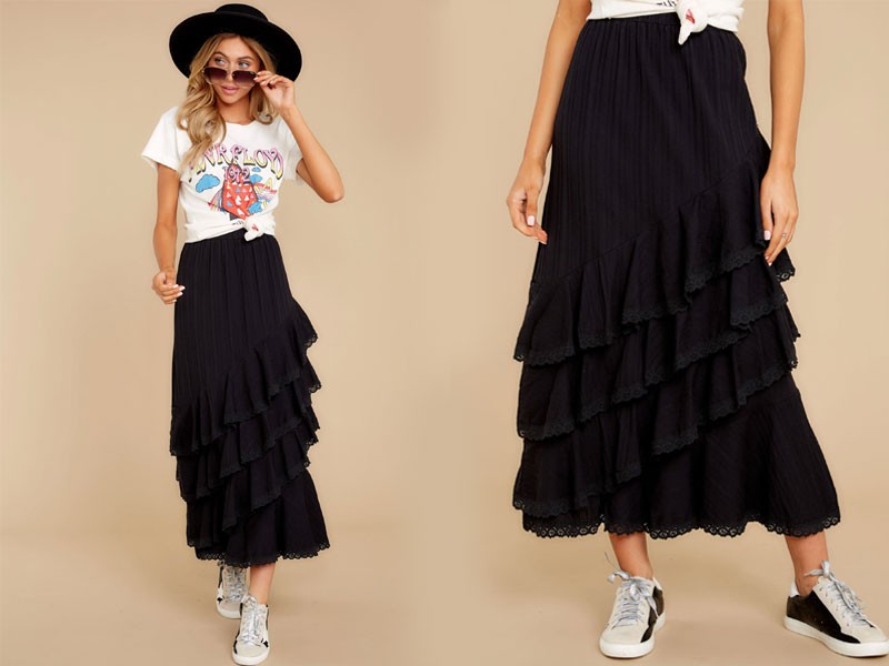 Desire To Inspire Black Maxi Skirt For Women