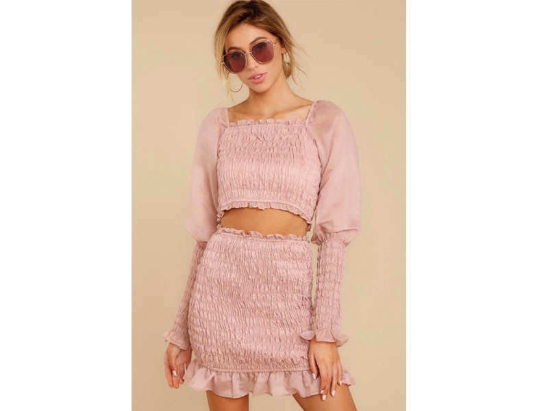 Caught You Looking Blush Pink Two Piece Dress For Women