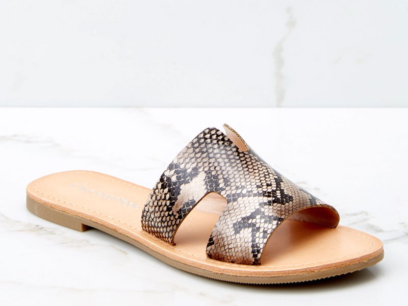 Make Things Easy Brown Python Print Sandals For Women