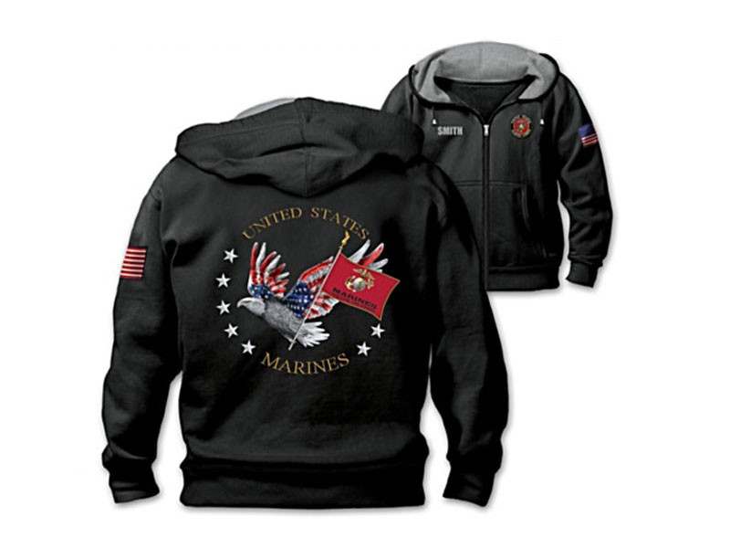 USMC Pride Hoodie Personalized With Embroidered Name