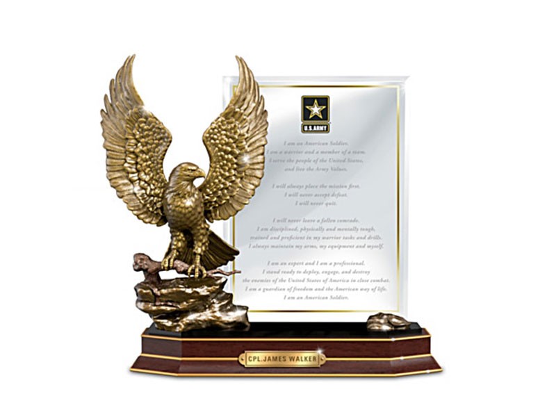 Army Honor Eagle Sculpture With Personalized Plaque