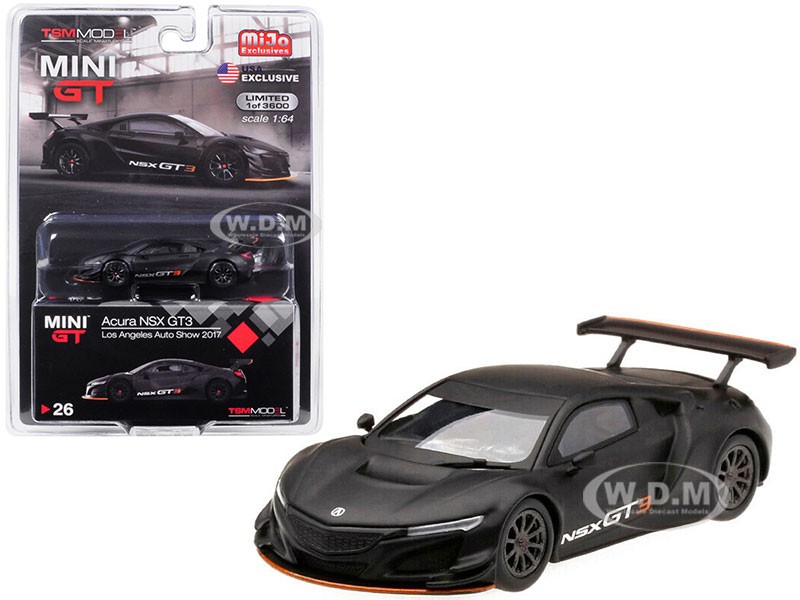 Acura NSX GT3 Matt Black  Worldwide 1/64 Diecast Model Car