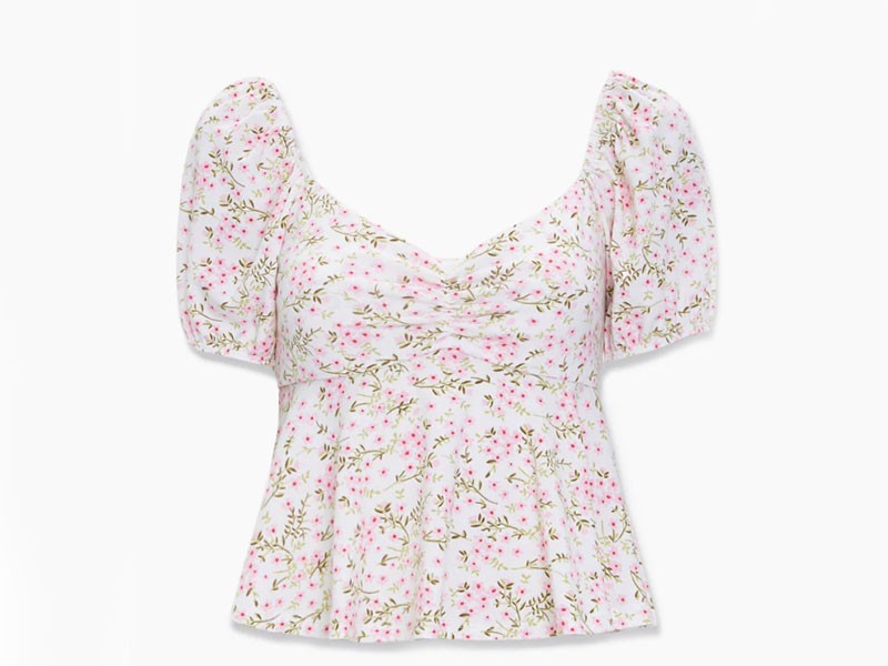 Floral Print Sweetheart Top For Women