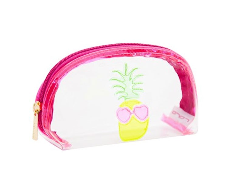 Clear Small Molly Case with Multicolor Pineapple with heart sunglasses