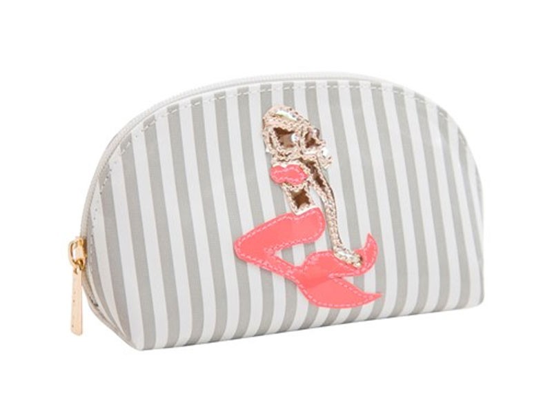 Wide Gray Stripes Small Molly Case with Multicolor Mermaid