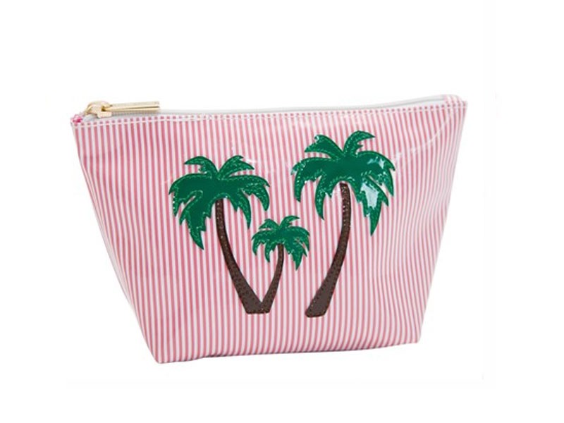 Pink Stripe Medium Avery with Multicolor 3 Palm Trees