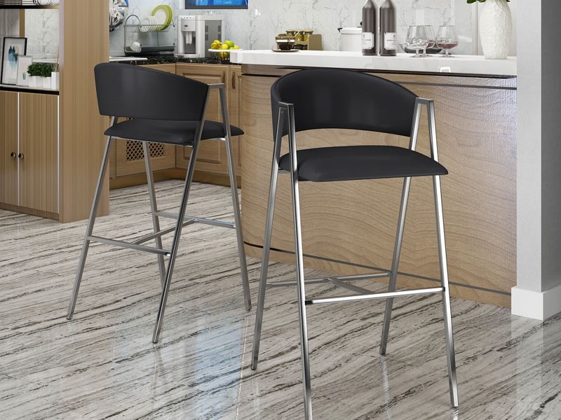 Emily Modern Leather 28.25 Inch Barstool Set of 2