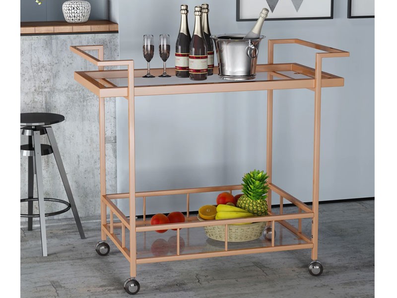 Brose Modern Iron and Glass Bar Cart