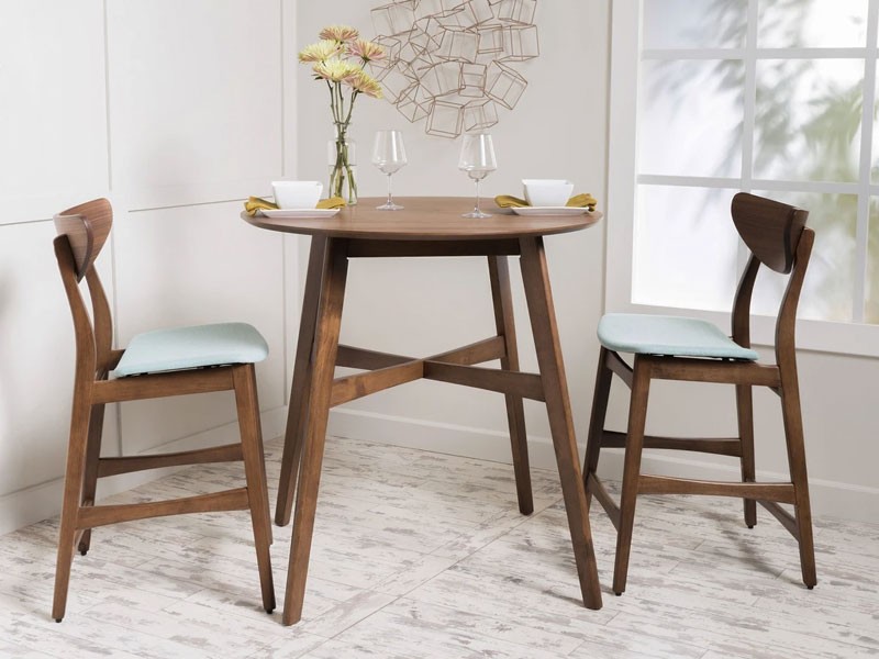 Helen Dark Fabric/ Wood Finish Counter Height Dining Set