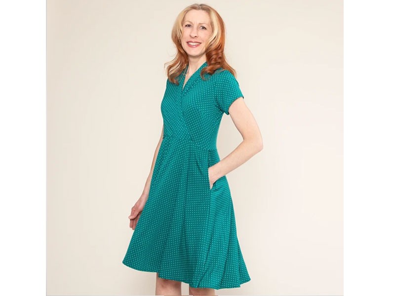 Joan Dress For Women Jade with White Pin Dot